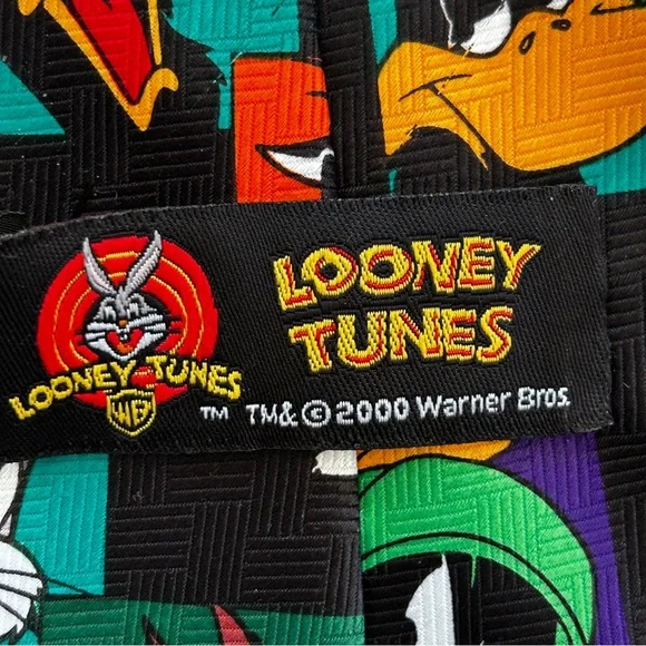 VINTAGE Warner Bros Looney Tunes Cartoon Characters Neck Tie 2000 - Picture 2 of 6